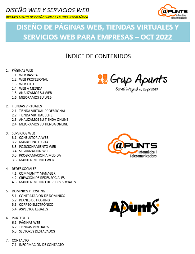 Ofertas Diseño web y Servicios web